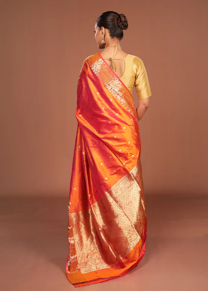 Pink Handloom Katan Pure Silk Saree With Blouse Piece - Image 3