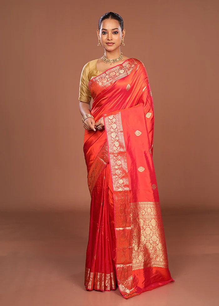 Pink Handloom Katan Pure Silk Saree With Blouse Piece - Image 2