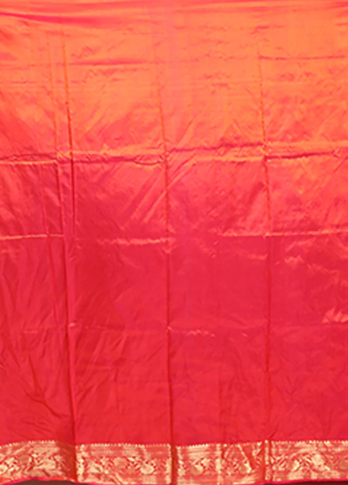 Pink Handloom Katan Pure Silk Saree With Blouse Piece - Image 5