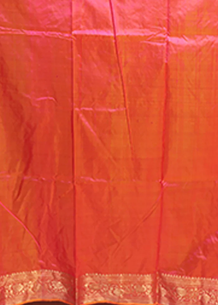 Pink Handloom Katan Pure Silk Saree With Blouse Piece - Image 5