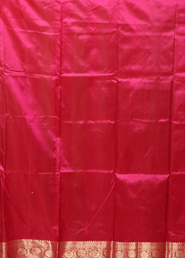 Pink Handloom Katan Pure Silk Saree With Blouse Piece - Image 5