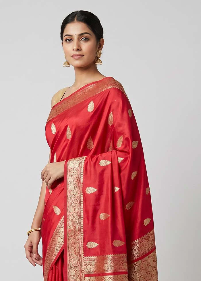 Pink Handloom Katan Pure Silk Saree With Blouse Piece - Image 2