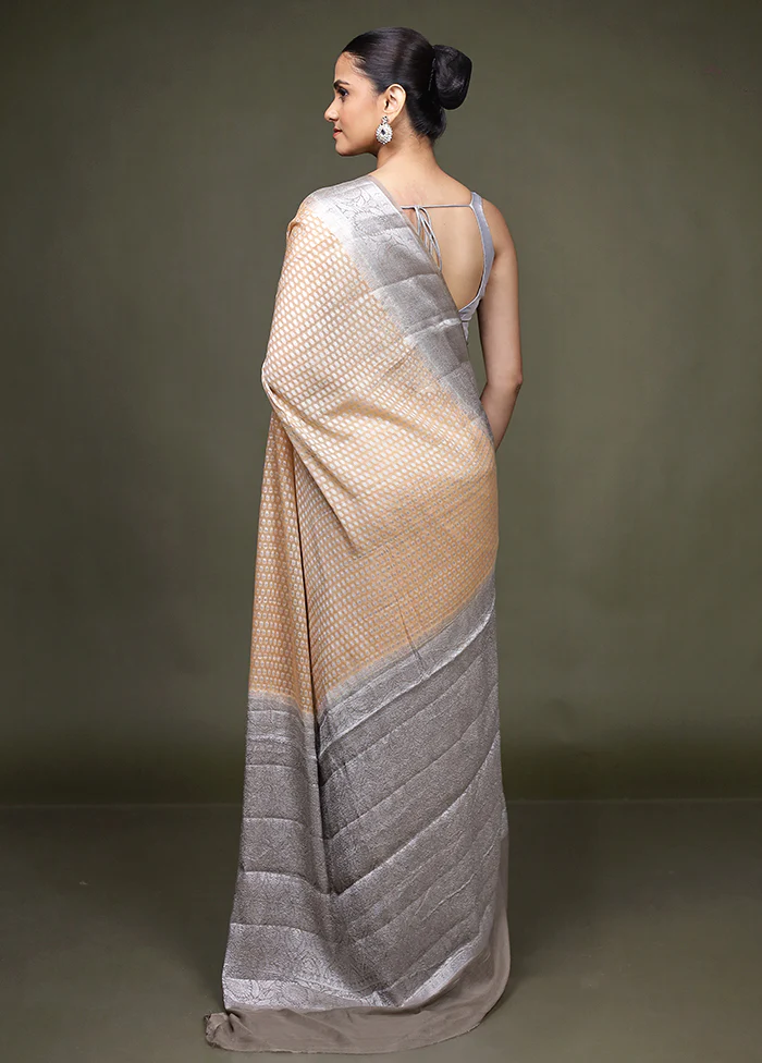 Pink Handloom Kora Pure Silk Saree With Blouse Piece - Image 3