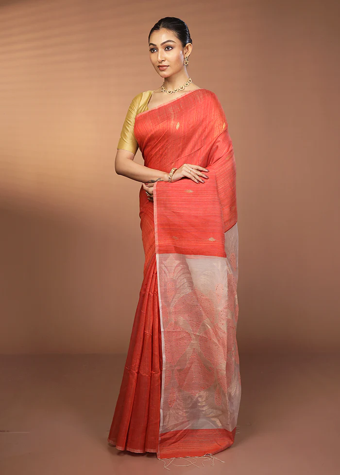 Pink Handloom Matka Pure Silk Saree With Blouse Piece - Image 4