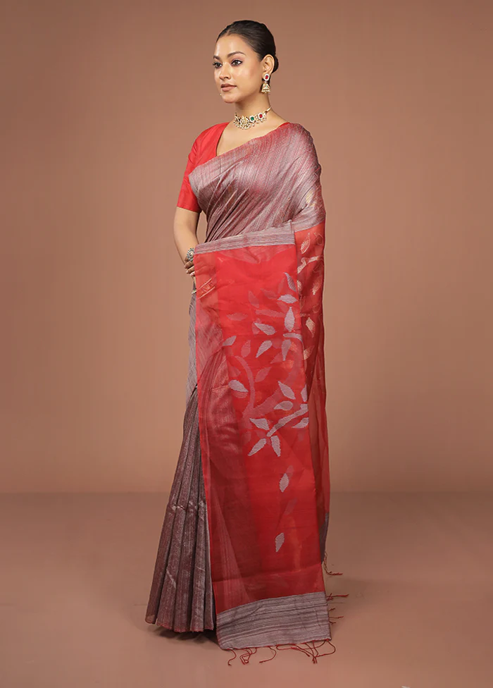 Pink Handloom Matka Pure Silk Saree With Blouse Piece - Image 4