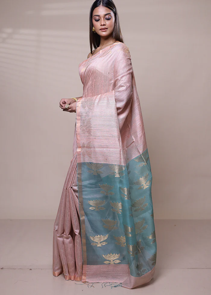 Pink Handloom Matka Pure Silk Saree With Blouse Piece - Image 4