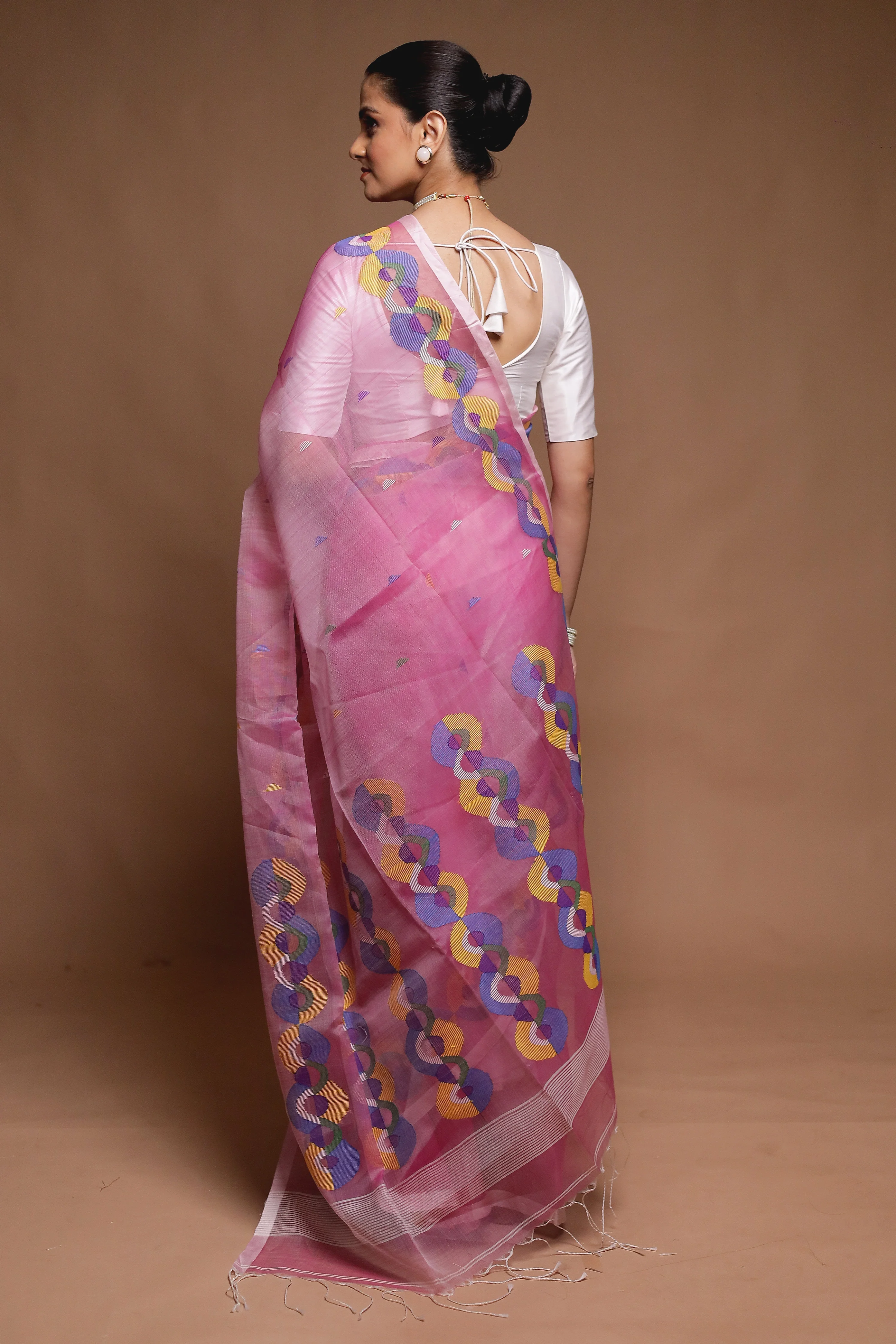 Pink Handloom Matka Pure Silk Saree With Blouse Piece - Image 3