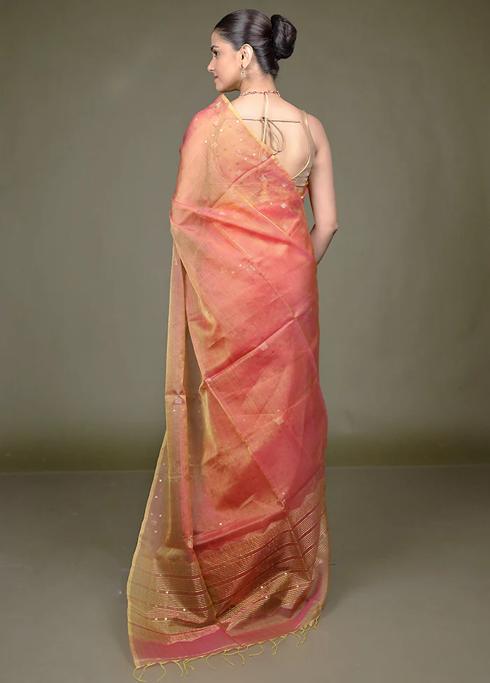 Pink Handloom Matka Pure Silk Saree With Blouse Piece - Image 3