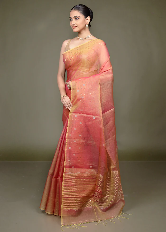 Pink Handloom Matka Pure Silk Saree With Blouse Piece - Image 4