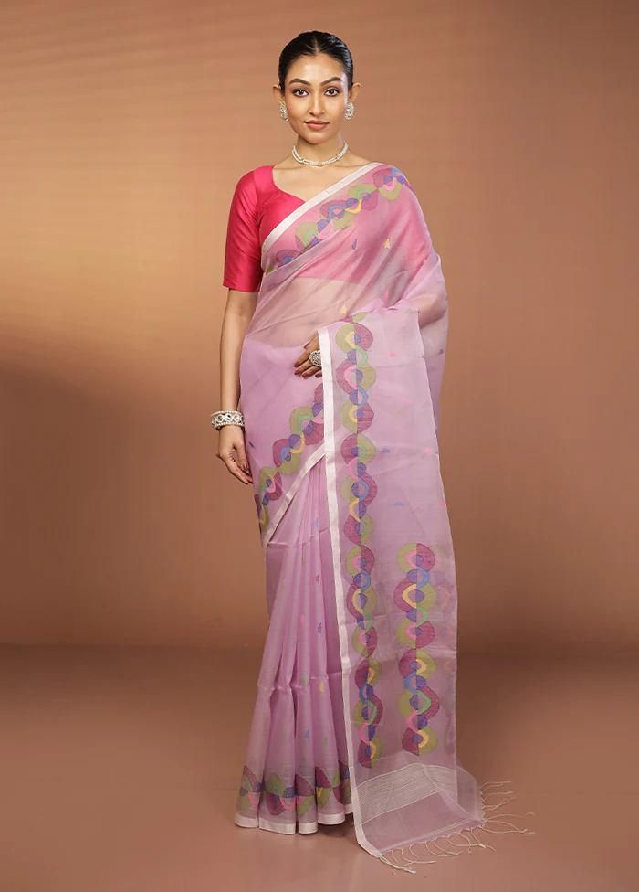 Pink Handloom Matka Pure Silk Saree With Blouse Piece - Image 2
