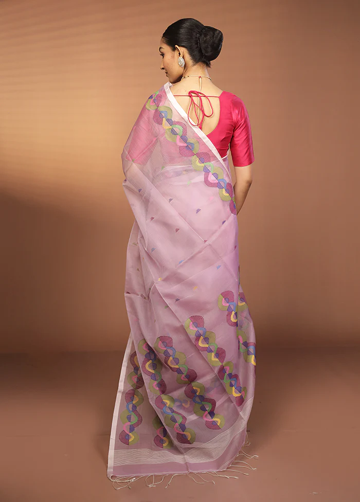 Pink Handloom Matka Pure Silk Saree With Blouse Piece - Image 3
