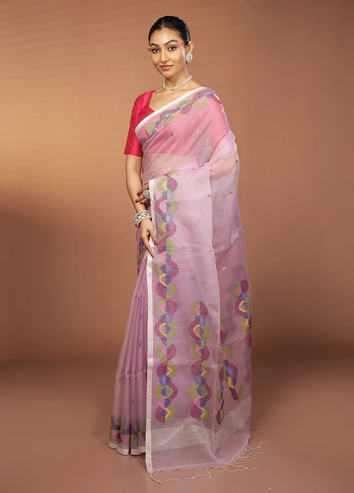 Pink Handloom Matka Pure Silk Saree With Blouse Piece - Image 4