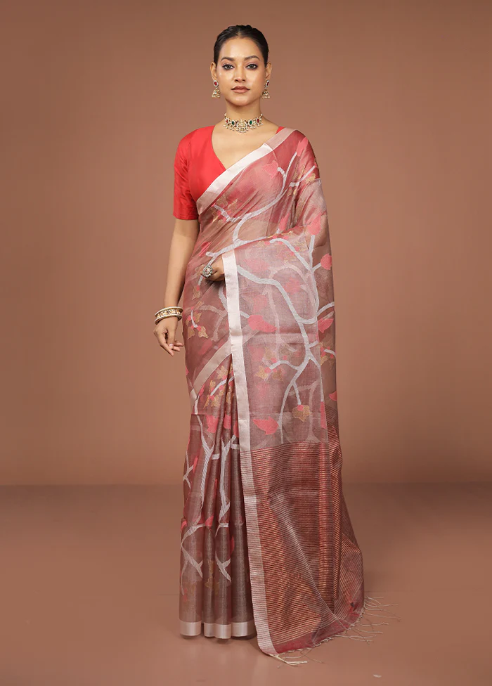 Pink Handloom Matka Pure Silk Saree With Blouse Piece - Image 2