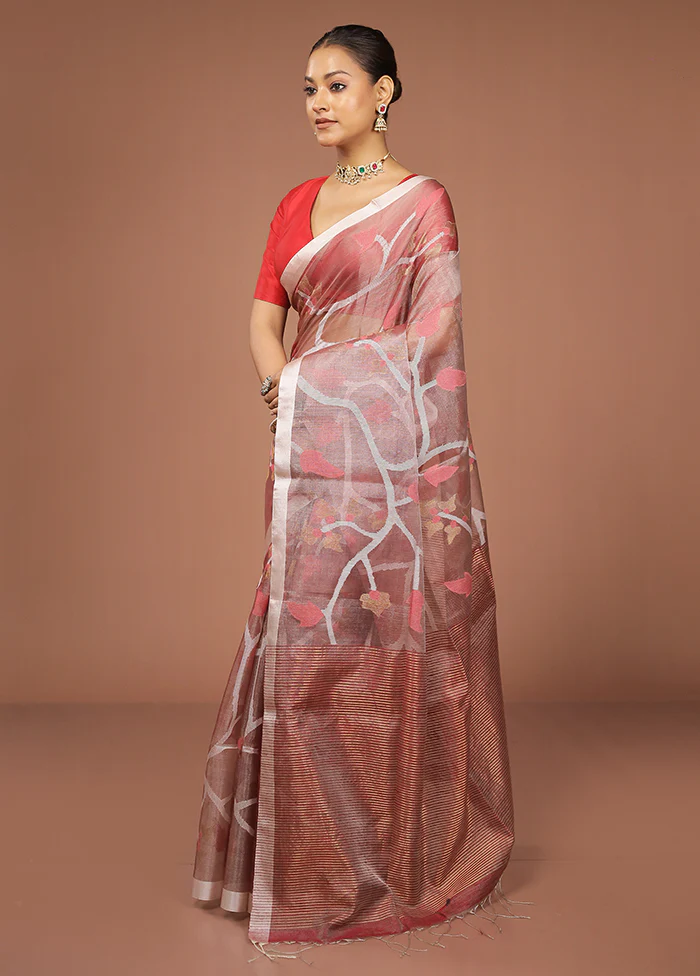 Pink Handloom Matka Pure Silk Saree With Blouse Piece - Image 4
