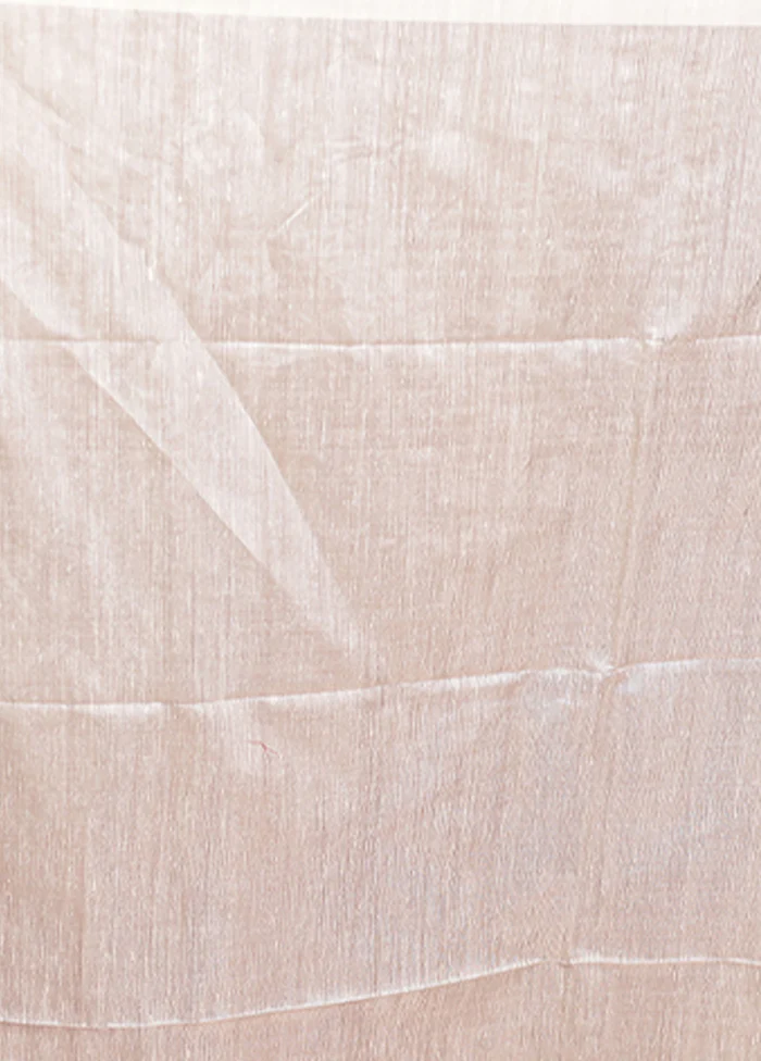 White Handloom Matka Pure Silk Saree With Blouse Piece - Image 5