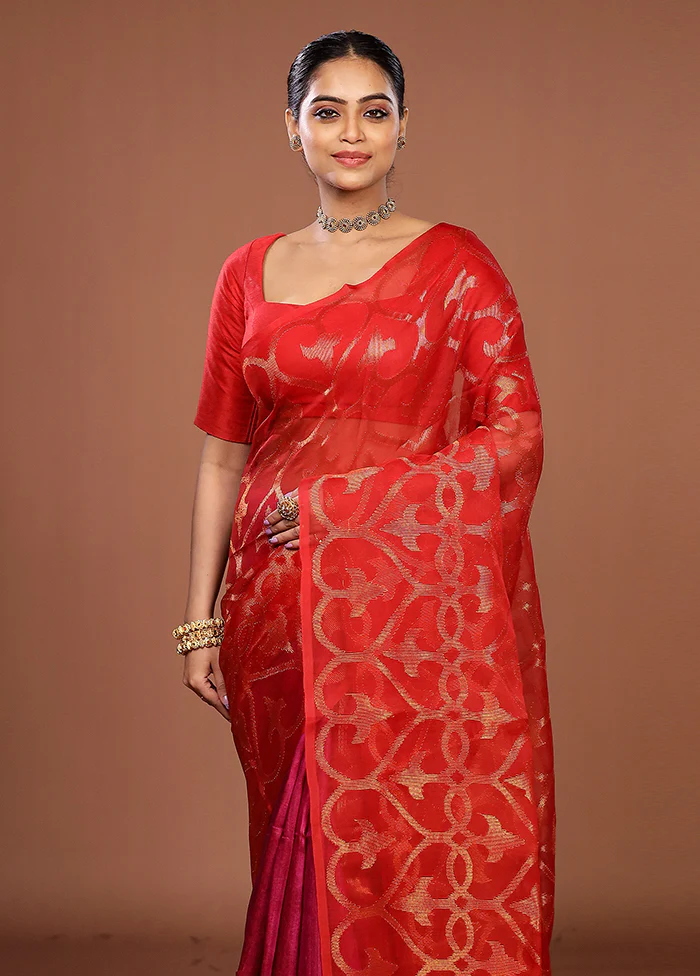 Pink Handloom Matka Pure Silk Saree With Blouse Piece