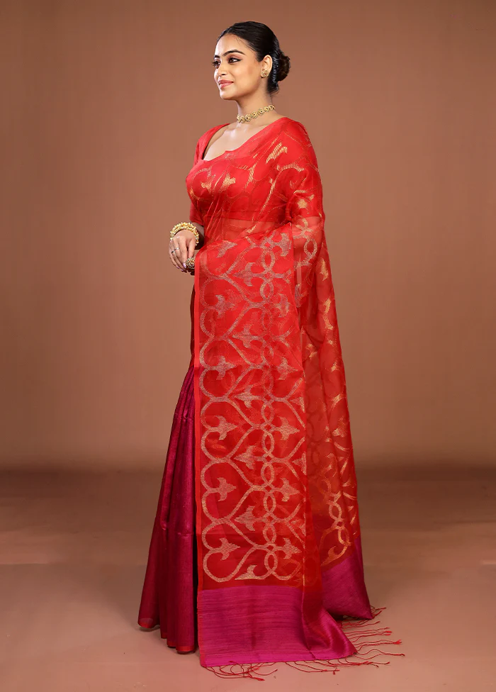 Pink Handloom Matka Pure Silk Saree With Blouse Piece - Image 4