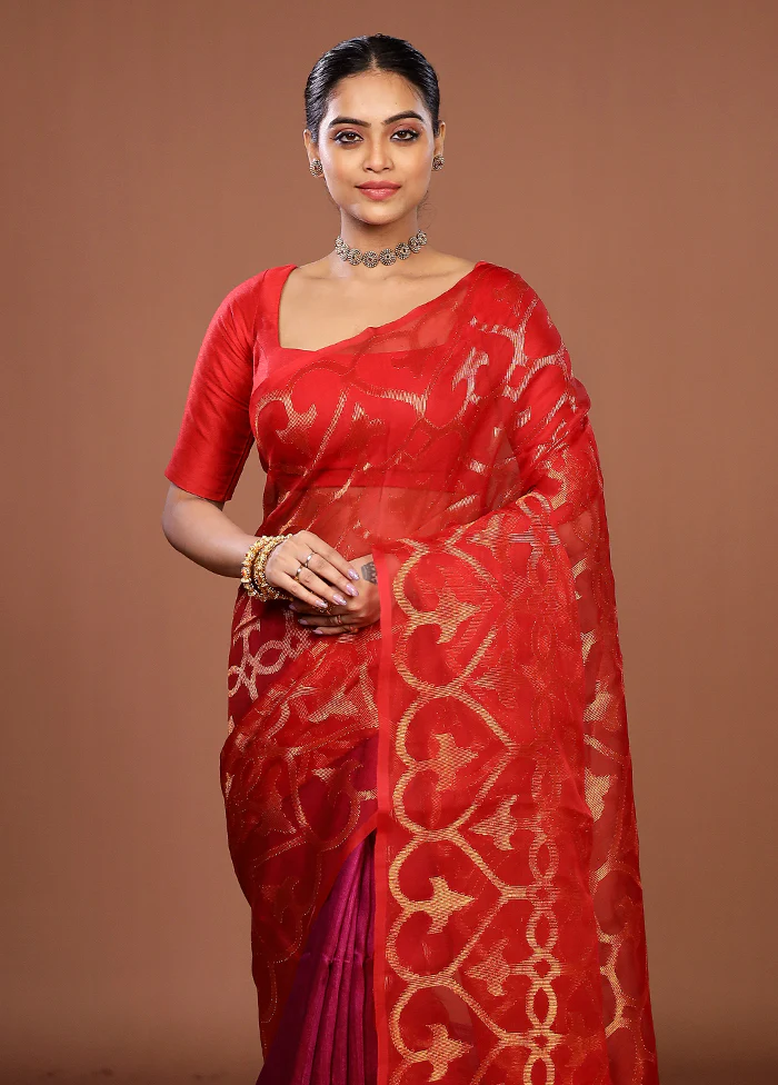 Pink Handloom Matka Pure Silk Saree With Blouse Piece