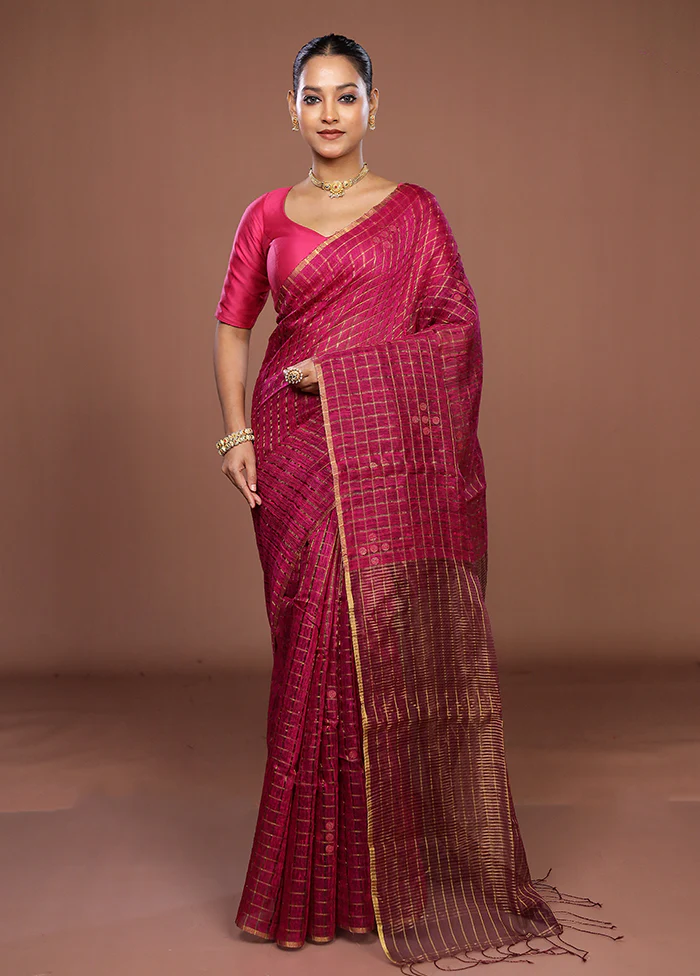 Pink Handloom Matka Pure Silk Saree With Blouse Piece - Image 2