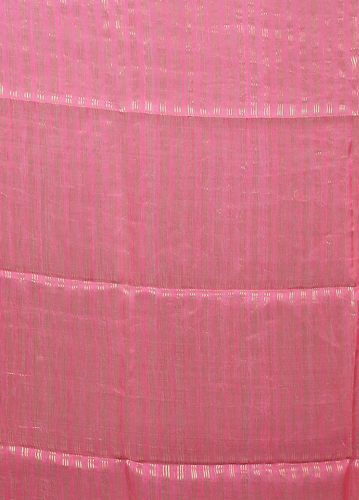 Pink Handloom Matka Pure Silk Saree With Blouse Piece - Image 5