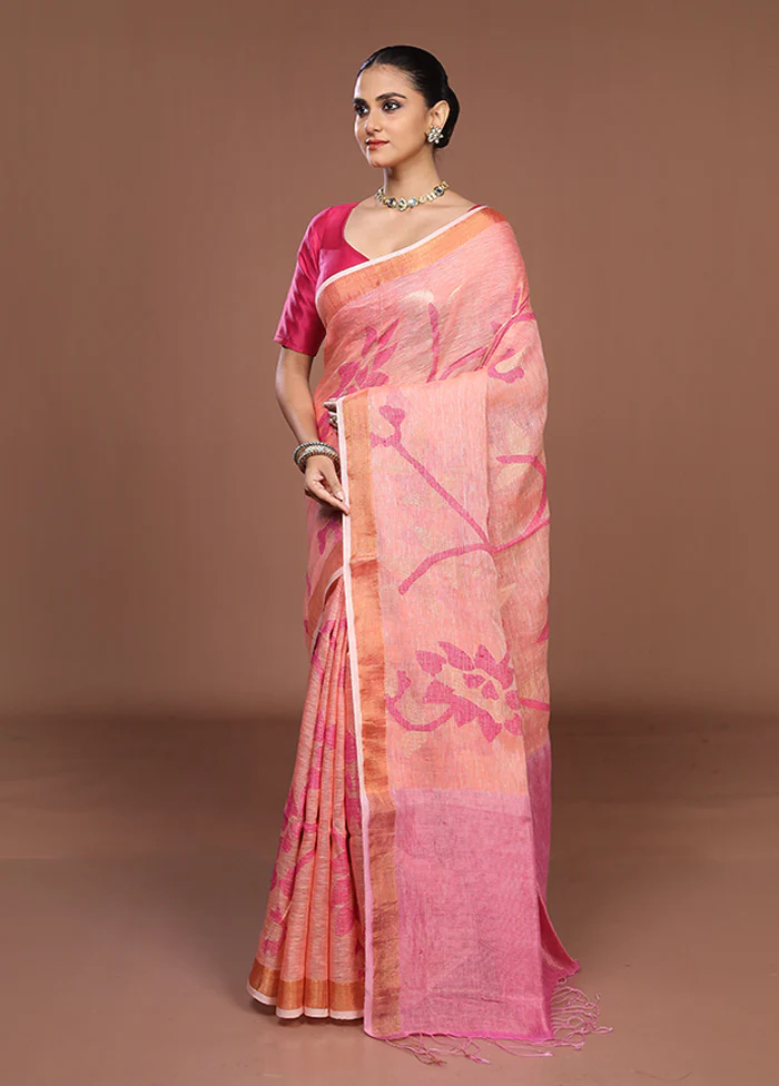Pink Handloom Matka Pure Silk Saree With Blouse Piece - Image 4
