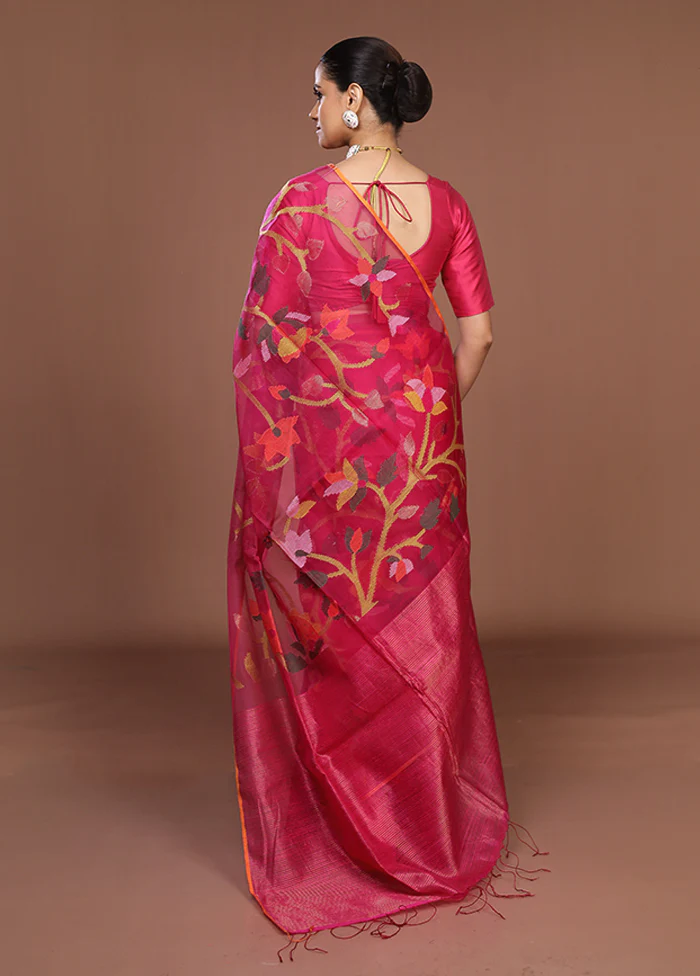 Pink Handloom Matka Pure Silk Saree With Blouse Piece - Image 3