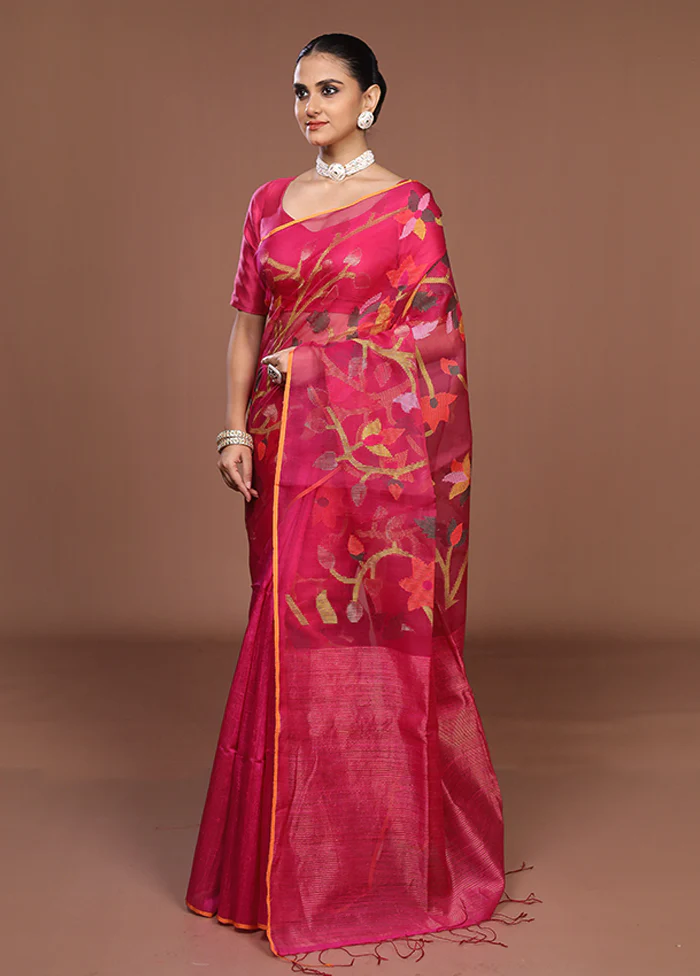 Pink Handloom Matka Pure Silk Saree With Blouse Piece - Image 4