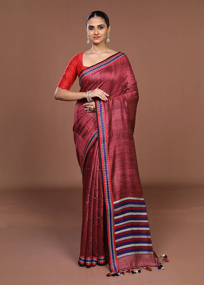 Pink Handloom Matka Pure Silk Saree With Blouse Piece - Image 2