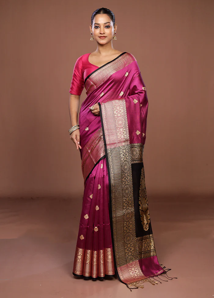 Pink Handloom Matka Pure Silk Saree With Blouse Piece - Image 2