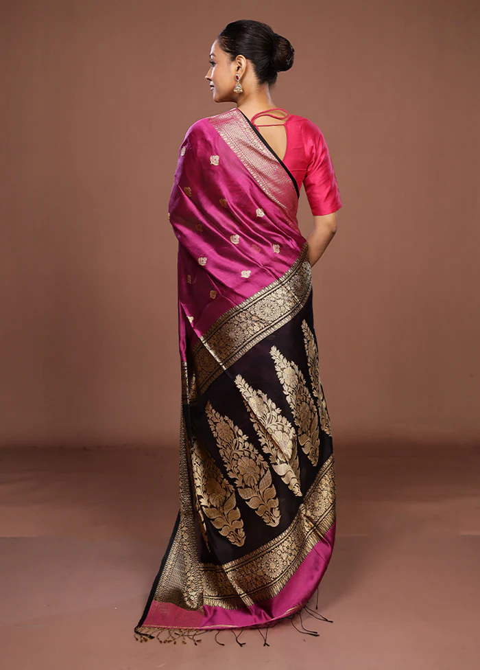Pink Handloom Matka Pure Silk Saree With Blouse Piece - Image 3
