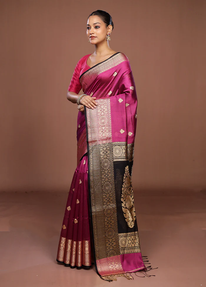 Pink Handloom Matka Pure Silk Saree With Blouse Piece - Image 4