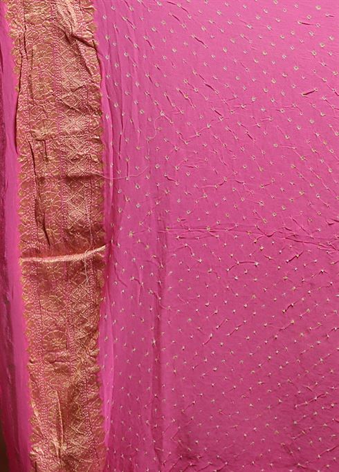 Pink Handloom Pure Georgette Saree With Blouse Piece - Image 6