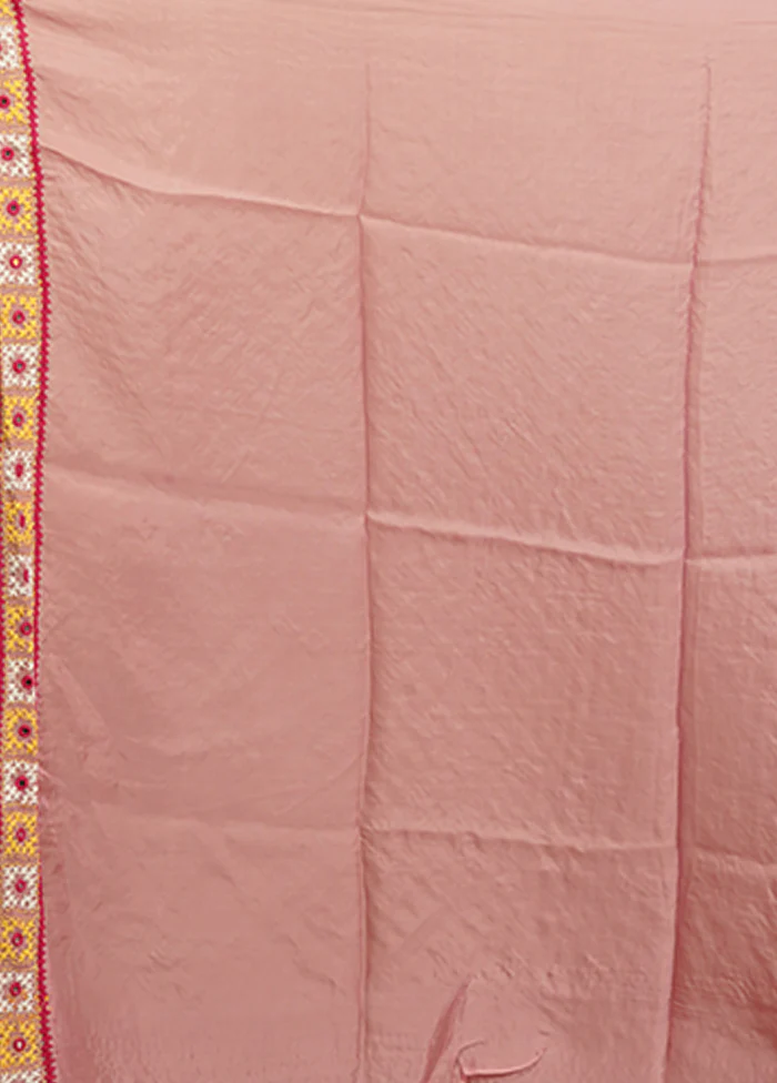 Pink Handloom Pure Georgette Saree With Blouse Piece - Image 5