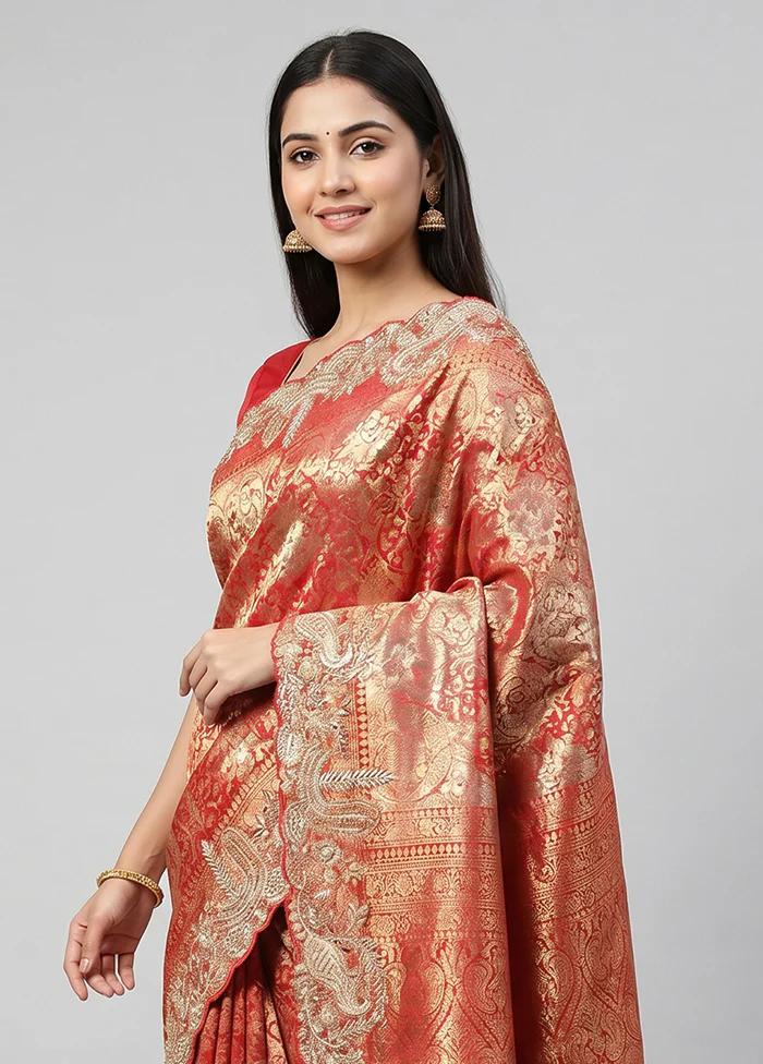 Pink Handloom Pure Georgette Saree With Blouse Piece - Image 2