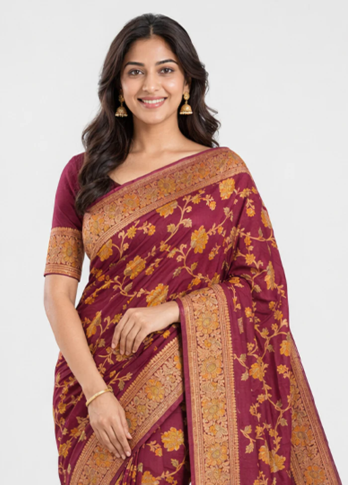 Pink Handloom Pure Georgette Saree With Blouse Piece - Image 2