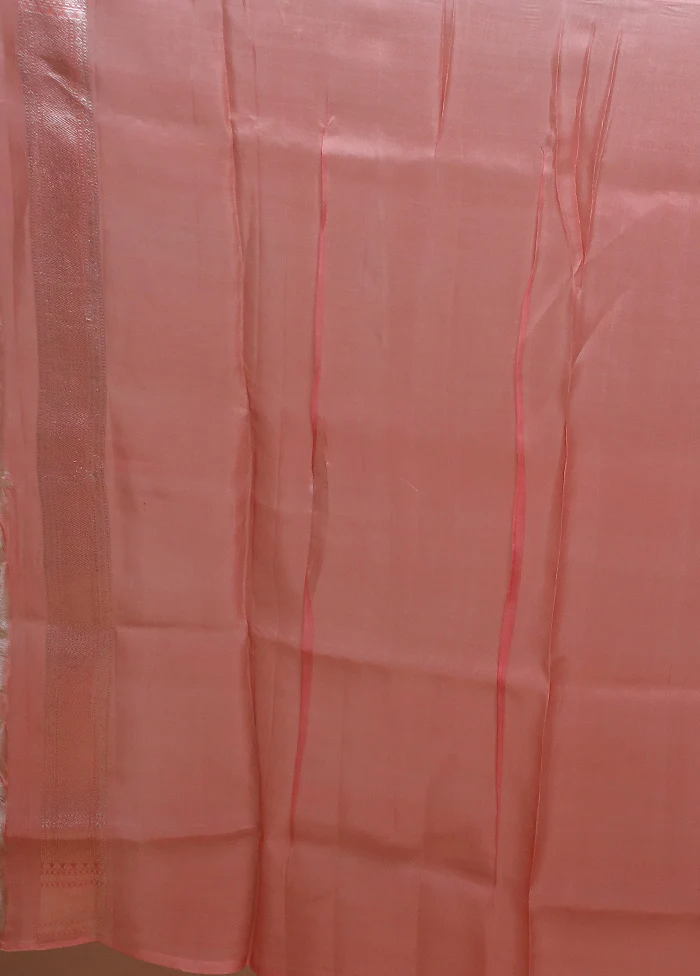 Pink Handloom Pure Organza Saree With Blouse Piece - Image 5