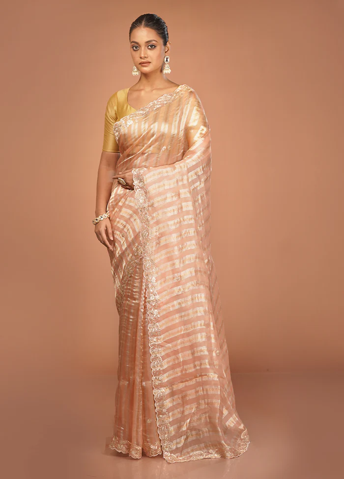 Pink Handloom Pure Organza Saree With Blouse Piece - Image 2