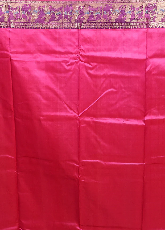 Pink Handloom Swarnachuri Pure Silk Saree With Blouse Piece - Image 5