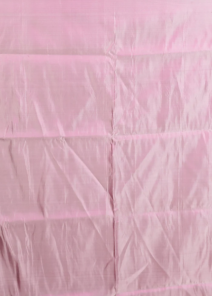 Pink Handloom Tanchoi Pure Silk Saree With Blouse Piece - Image 5