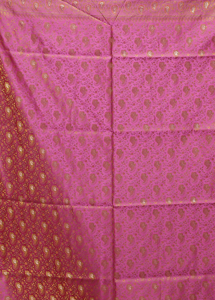 Pink Handloom Tanchoi Pure Silk Saree With Blouse Piece - Image 5