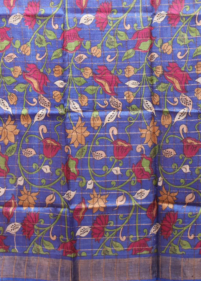 Pink Handloom Tussar Pure Silk Saree With Blouse Piece - Image 5