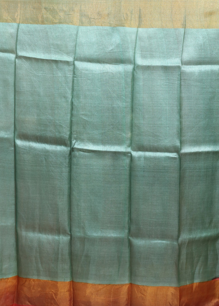 Pink Handloom Tussar Pure Silk Saree With Blouse Piece - Image 5
