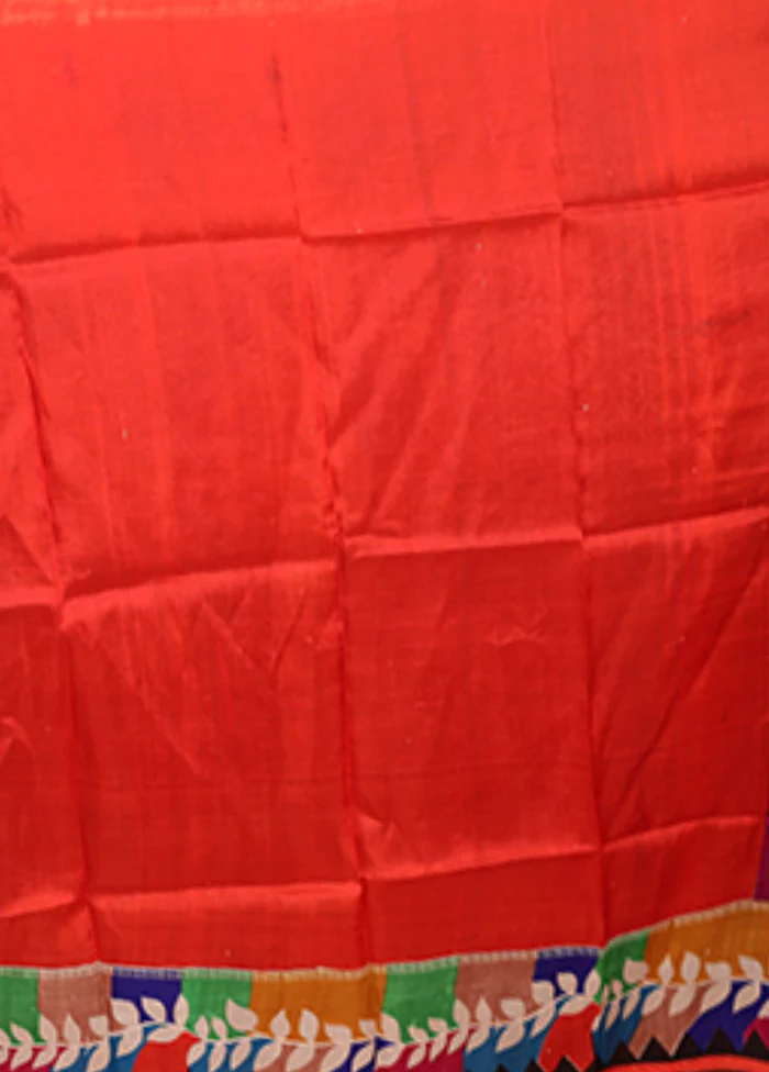 Pink Handloom Tussar Pure Silk Saree With Blouse Piece - Image 5