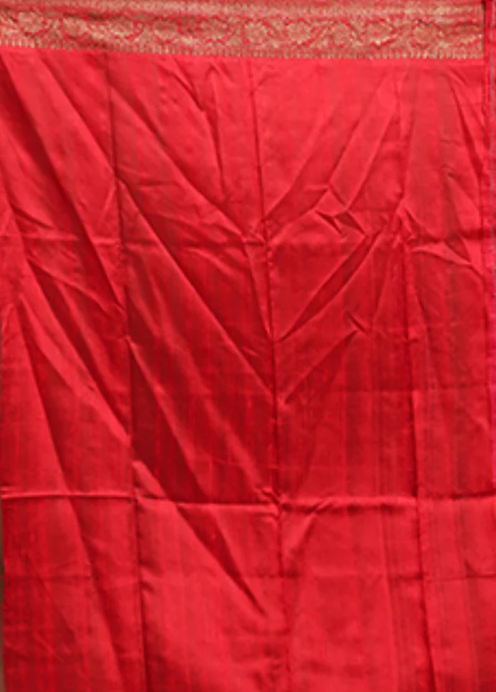 Pink Handloom Tussar Pure Silk Saree With Blouse Piece - Image 5