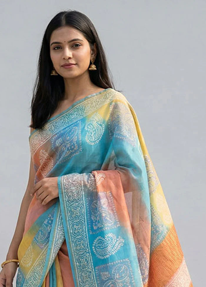 Pink Handloom Tussar Silk Saree With Blouse Piece - Image 2