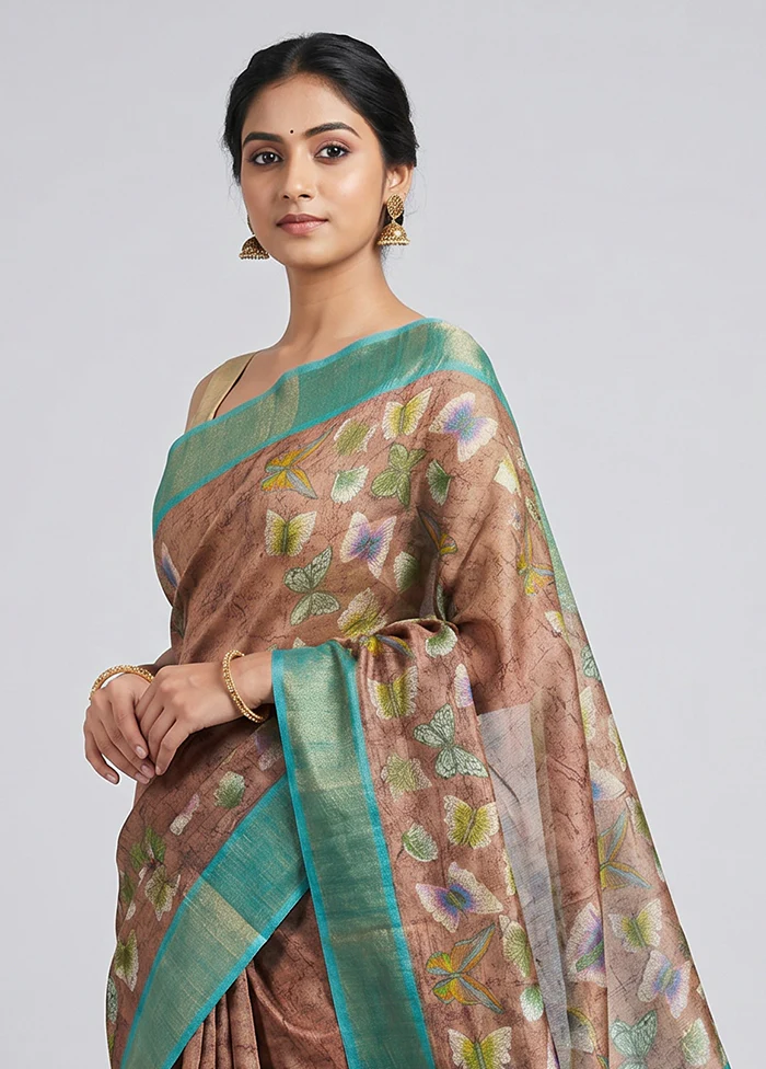 Pink Handloom Tussar Pure Silk Saree With Blouse Piece - Image 2