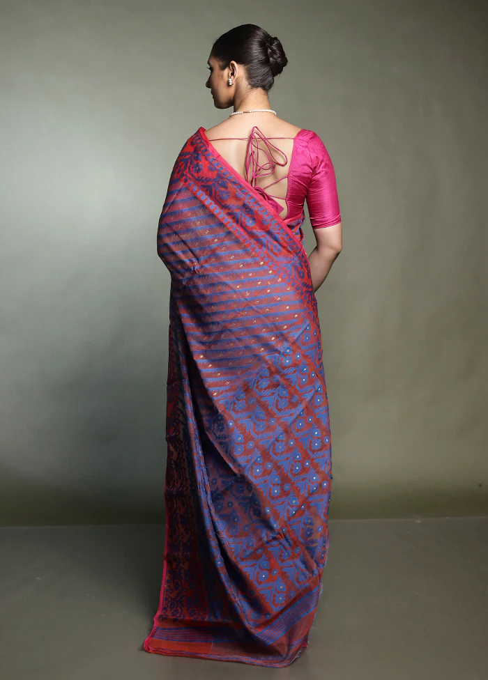 Pink Tant Jamdani Saree Without Blouse Piece - Image 3