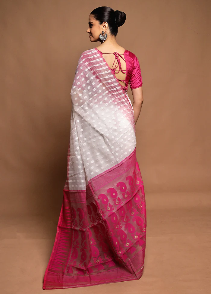 Pink Tant Jamdani Saree Without Blouse Piece - Image 3