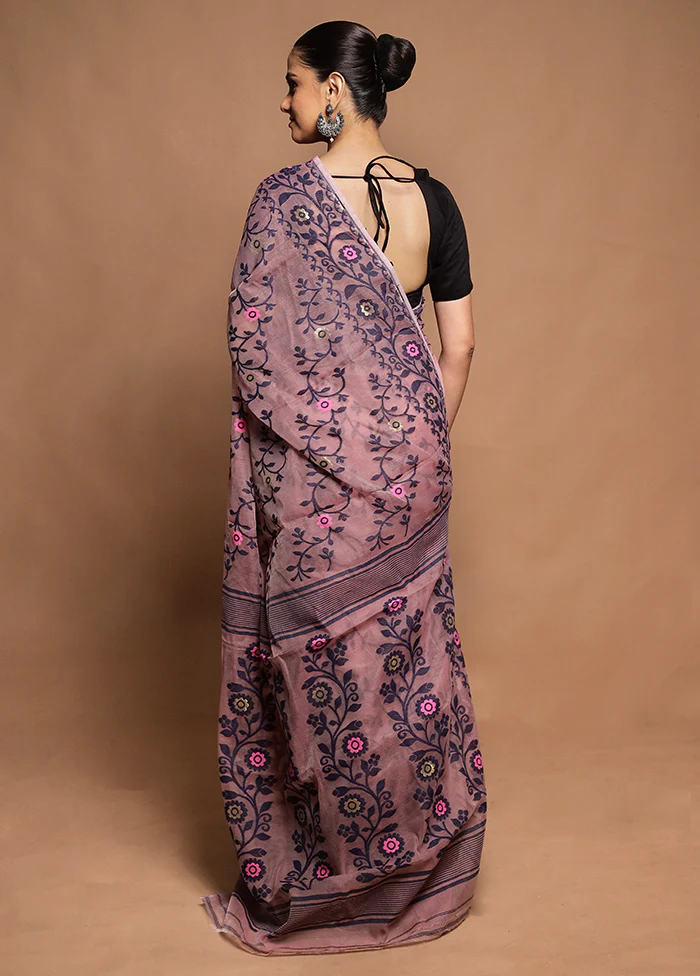 Pink Tant Jamdani Saree Without Blouse Piece - Image 3