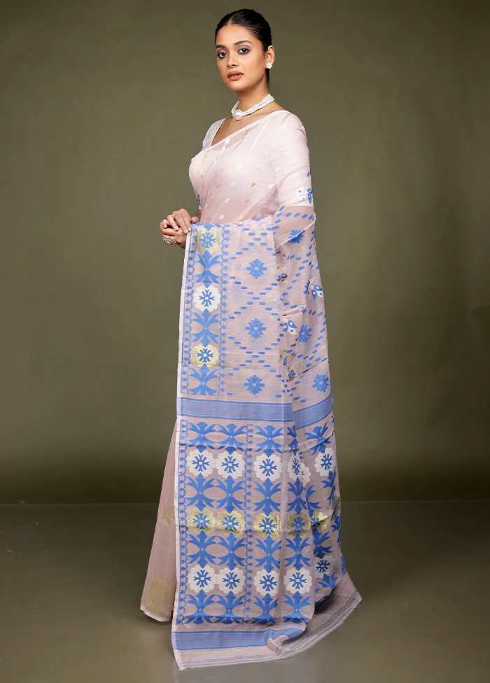 Pink Tant Jamdani Saree Without Blouse Piece - Image 4